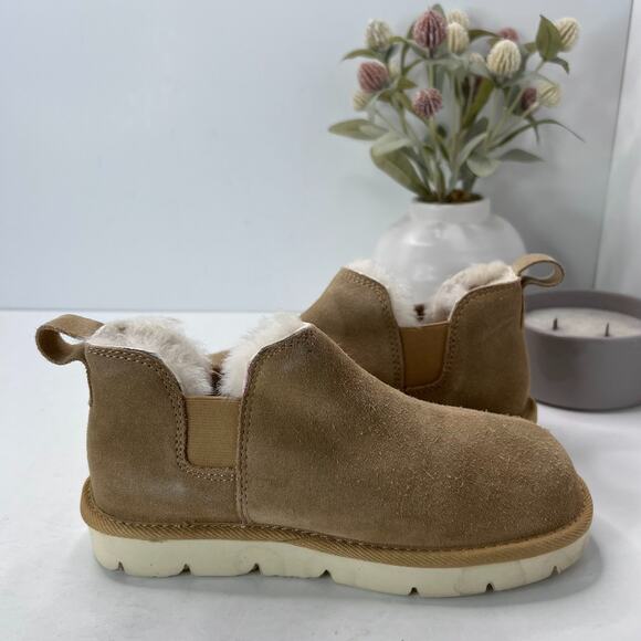 SuperLamb Ongi Sherpa Ankle Boot Suede Beige Round Toe Women's US 6E Wide NWB - Picture 7 of 11